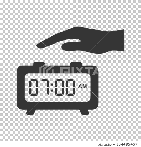 Hand silhouette icon stopping a digital clock Hand silhouette icon stopping a digital clock 134495467