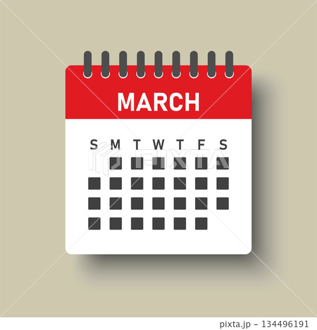Vector template icon page calendar, month March Vector template icon page calendar, month March 134496191