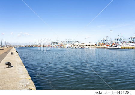 Working Harbour with Boats at Port of Algeciras Working Harbour with Boats at Port of Algeciras 134496286