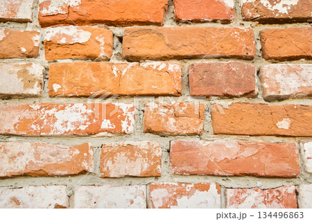 old red brick wall texture background 134496863