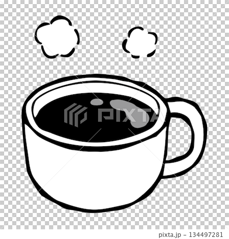 【線画】ホットコーヒー 134497281
