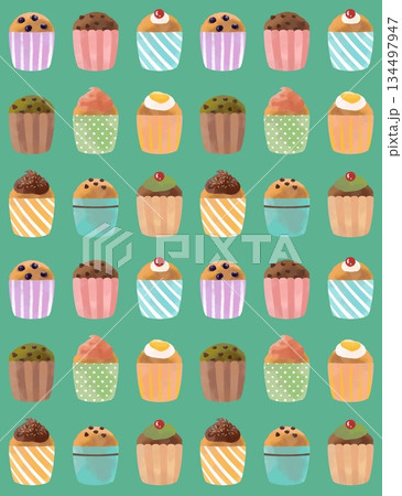 カラフルなマフィンの壁紙 134497947