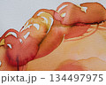 Year of the Horse celebration with watercolor abstraction and vibrant colors representing New Year festivities in China 134497975