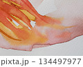 Year of the Horse New Year celebration represented in abstract watercolor style with bright colors and flowing forms 134497977
