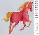 Year of the Horse celebration with watercolor abstraction showcasing a running horse in vibrant colors 134497979
