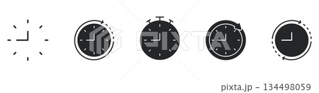 Clock And Stopwatch Solid Icon Set. Time...のイラスト素材 [134498059] - PIXTA