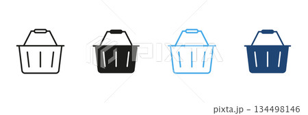 Shopping Basket Line And Solid Icon Set. Retail, E-Commerce, And Grocery Shopping Outline And Silhouette Symbol Collection. Consumer Goods And Market Purchase. Isolated Vector Illustration Shopping Basket Line And Solid Icon Set. Retail, E-Commerce, And Grocery Shopping Outline And Silhouette Symbol Collection. Consumer Goods And Market Purchase. Isolated Vector Illustration 134498146