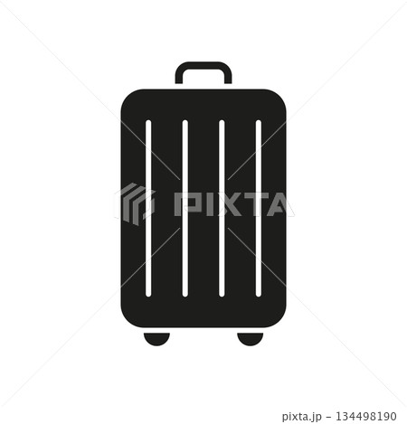 Rolling Suitcase Solid Icon. Travel, Luggage, And Vacation Packing Silhouette Symbol. Portable Storage And Journey Essentials. Isolated Vector Illustration 134498190