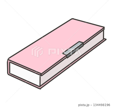 ピンクの箱型筆箱のイラスト 134498196