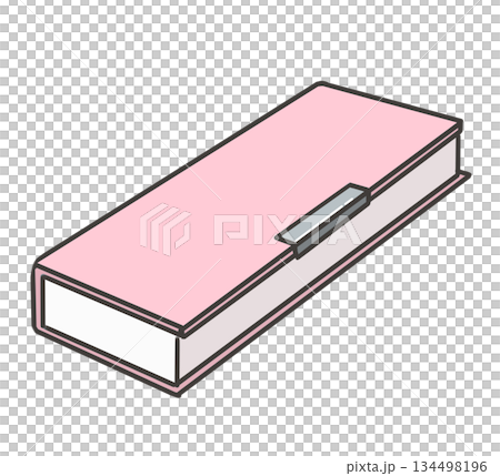 ピンクの箱型筆箱のイラスト 134498196