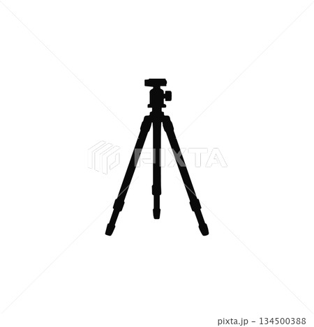 tripod icon silhouette photography equipment stand for camera video and studio shooting isolated illustration 134500388