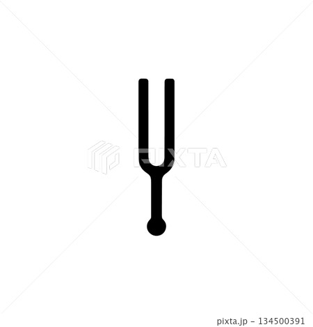 tuning fork silhouette icon pitch frequency music instrument sound vibration tool illustration 134500391