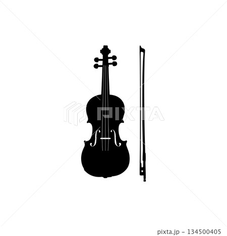 violin silhouette icon classical music instrument bow strings orchestra illustration 134500405