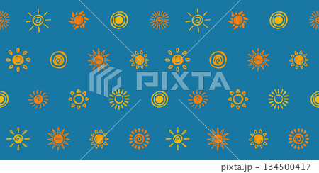 Sun icon grungy effect seamless pattern drawn sketch vector sunlight boundless size background print 134500417