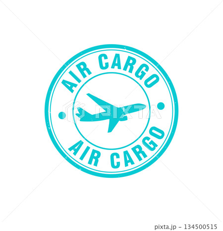 Air cargo round stamp vector. Aviation delivery service label icon vector Air cargo round stamp vector. Aviation delivery service label icon vector 134500515