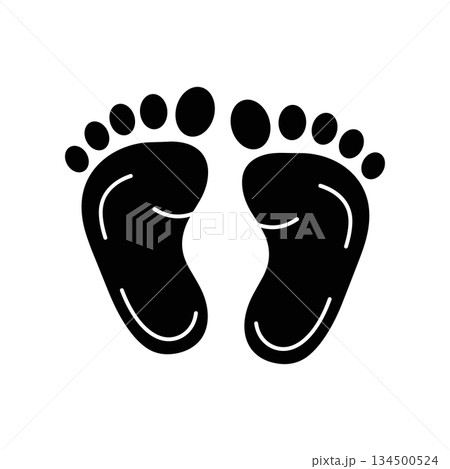 Baby footprints silhouette vector. Cute human foot icon symbol illustration vector Baby footprints silhouette vector. Cute human foot icon symbol illustration vector 134500524