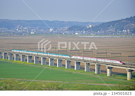東北新幹線 一ノ関-水沢江刺 JR東日本 E6系(秋田)+E5系(仙台) こまち やまびこ はやぶさ 東北新幹線 一ノ関-水沢江刺 JR東日本 E6系(秋田)+E5系(仙台) こまち やまびこ はやぶさ 134501023