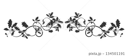 A fascinating ornamental weaving of oak branches A fascinating ornamental weaving of oak branches 134501191