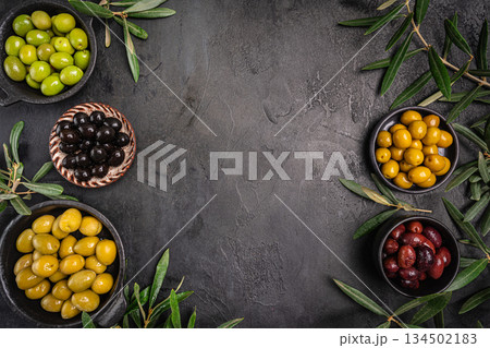 Green and black olives Green and black olives 134502183