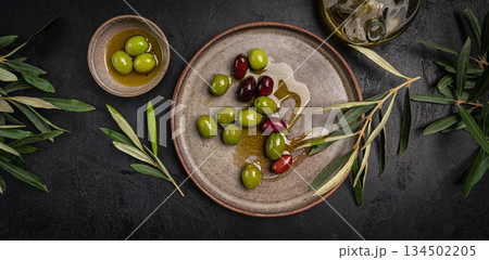 Green and black olives Green and black olives 134502205