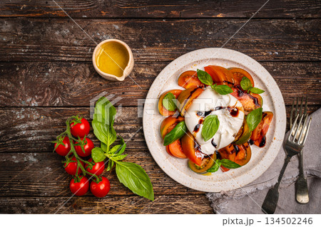 Caprese salad with burrata cheese 134502246