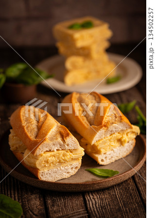 Spanish potato omelette sandwich Spanish potato omelette sandwich 134502257