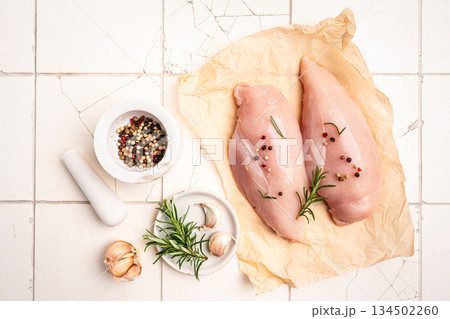 Raw chicken fillet or breasts Raw chicken fillet or breasts 134502260