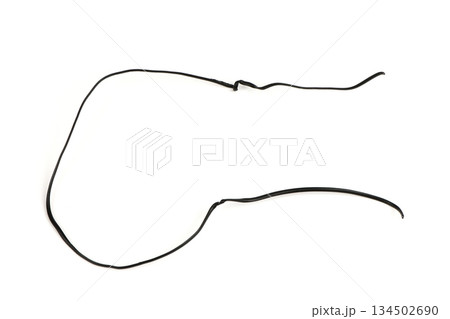 Black insulated wire loop with knot isolated on white Black insulated wire loop with knot isolated on white 134502690