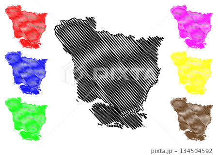 Vaishali district (Bihar State, Tirhut division, Republic of India) map vector illustration, scribble sketch Vaishali map 134504592