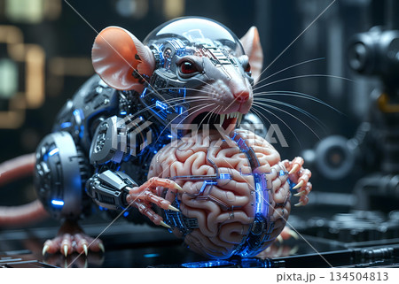 Futuristic Cybernetic Rat Devouring a Glowing...のイラスト素材 [134504813] - PIXTA
