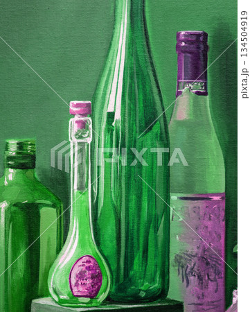 still life, oil painting, handmade drawing 134504919