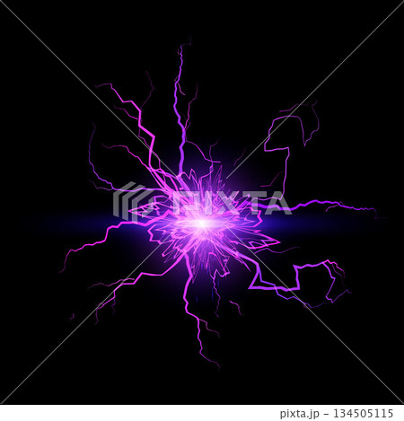 Thunderbolt purple fireball lightning effect on black, glowing energy ball, magic burst rays, realistic electric sparks Thunderbolt purple fireball lightning effect on black, glowing energy ball, magic burst rays, realistic electric sparks 134505115