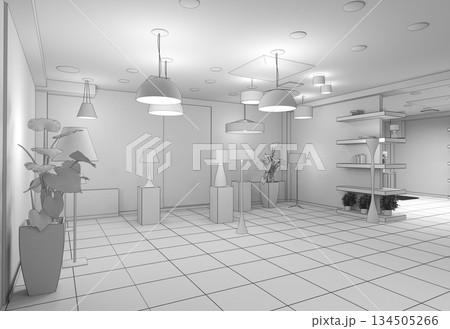 interior, exhibition hall, 3D illustration interior, exhibition hall, 3D illustration 134505266