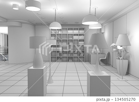 interior, exhibition hall, 3D illustration 134505270