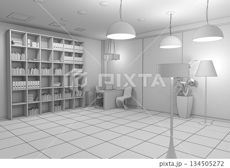 interior, exhibition hall, 3D illustration 134505272