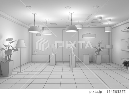 interior, exhibition hall, 3D illustration interior, exhibition hall, 3D illustration 134505275