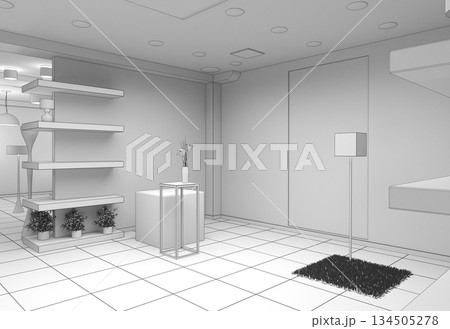 interior, exhibition hall, 3D illustration interior, exhibition hall, 3D illustration 134505278