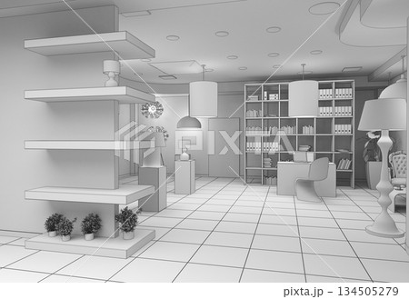 interior, exhibition hall, 3D illustration 134505279