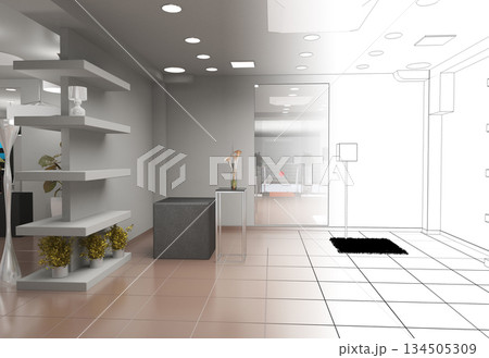 interior, exhibition hall, 3D illustration 134505309