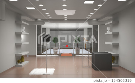 interior, exhibition hall, 3D illustration 134505319