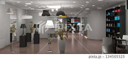 interior, exhibition hall, 3D illustration 134505325