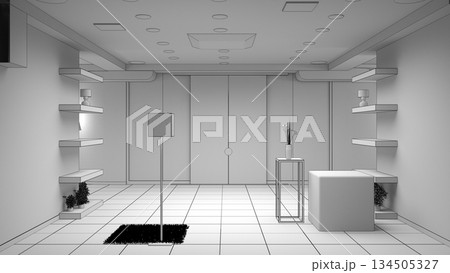 interior, exhibition hall, 3D illustration 134505327