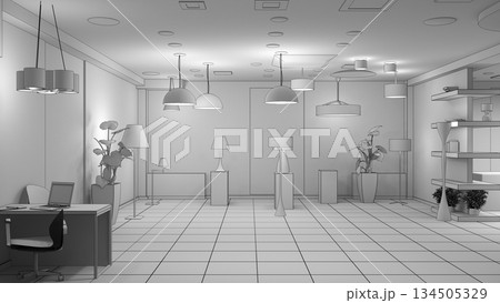 interior, exhibition hall, 3D illustration 134505329