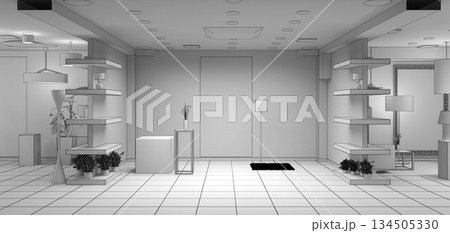 interior, exhibition hall, 3D illustration 134505330