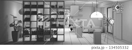 interior, exhibition hall, 3D illustration 134505332