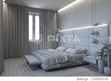 bedroom, interior visualization, 3D illustration bedroom, interior visualization, 3D illustration 134505359