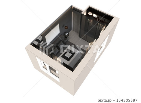 bedroom, interior visualization, 3D illustration 134505397