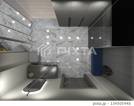 residential interior visualization, 3D illustration, cg residential interior visualization, 3D illustration, cg 134505448