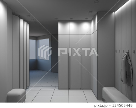 residential interior visualization, 3D illustration, cg residential interior visualization, 3D illustration, cg 134505449