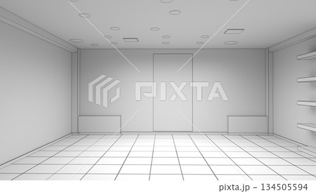 empty pavilion, interior visualization, 3D illustration 134505594